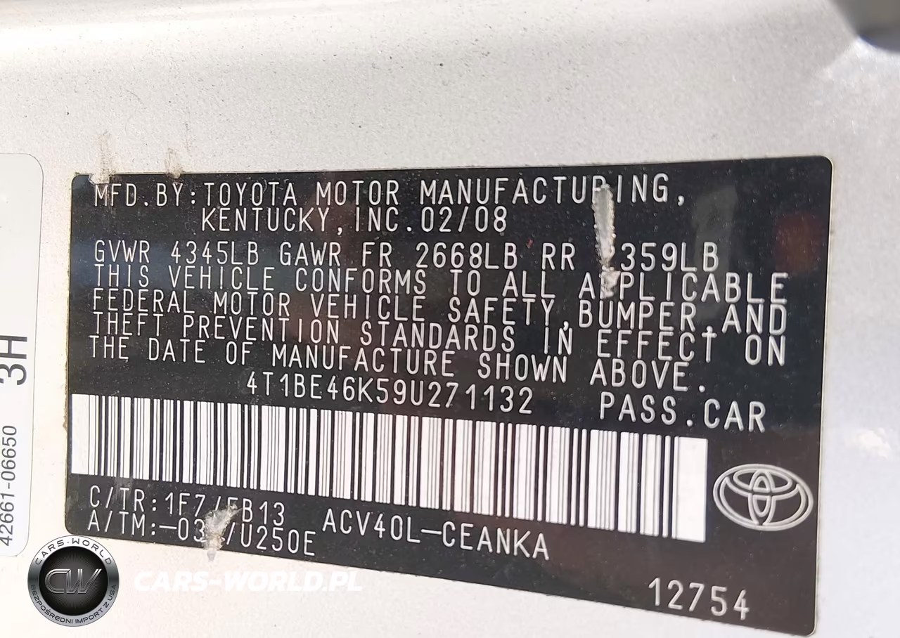 2009 Toyota Camry Le VIN:4T1BE46K59U271132 - 9