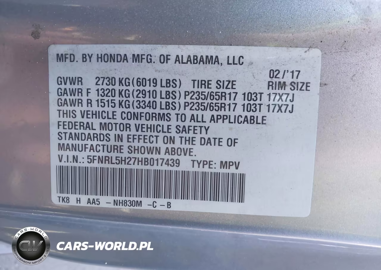 2017 Honda Odyssey Lx VIN:5FNRL5H27HB017439 - 9
