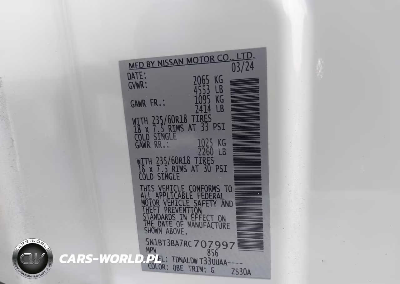 2024 Nissan Rogue Sv Fwd VIN:5N1BT3BA7RC707997 - 9