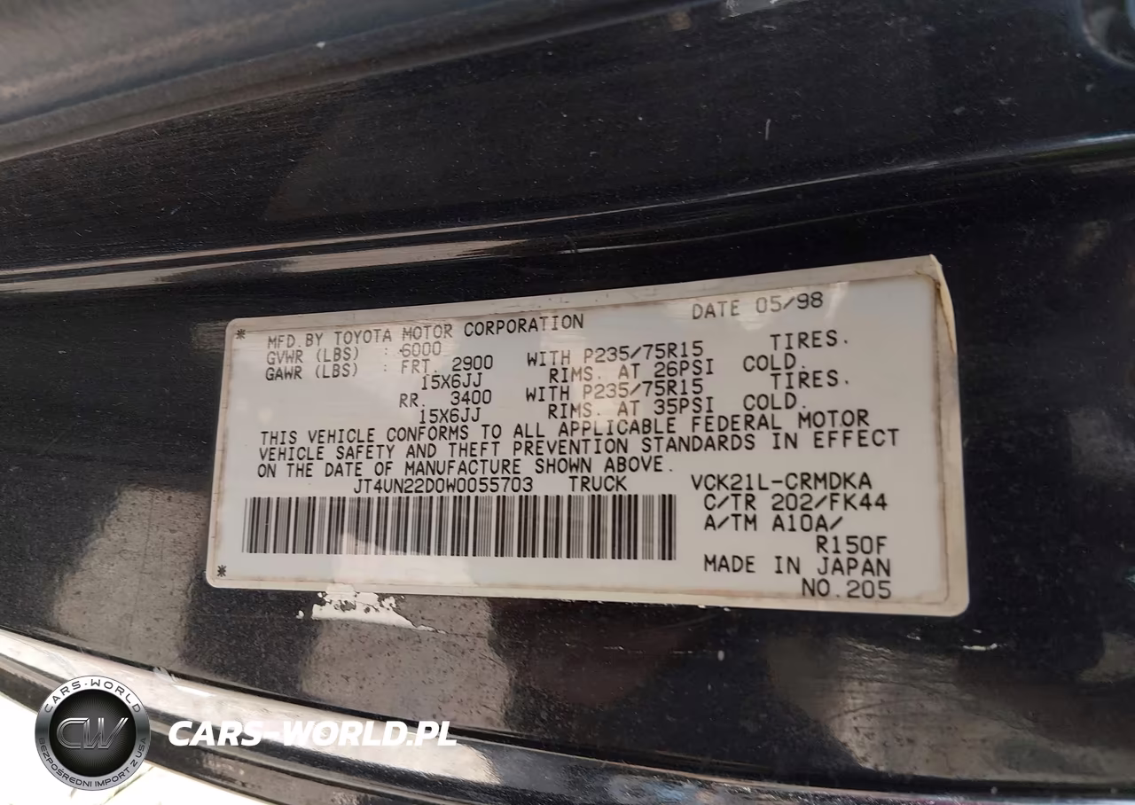 1998 Toyota T100 Dx V6 VIN:JT4UN22D0W0055703 - 9