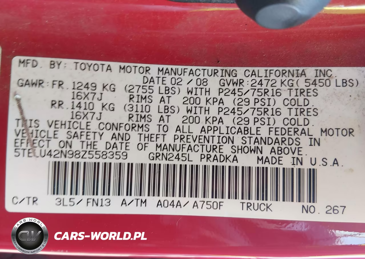 2008 Toyota Tacoma Base V6 VIN:5TELU42N98Z558359 - 9