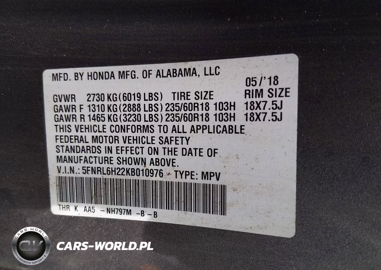 2019 Honda Odyssey Lx VIN:5FNRL6H22KB010976 - 9