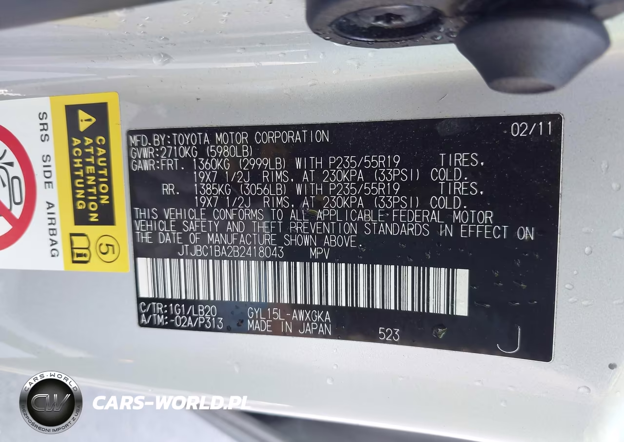 2011 Lexus Rx 450H VIN:JTJBC1BA2B2418043 - 9
