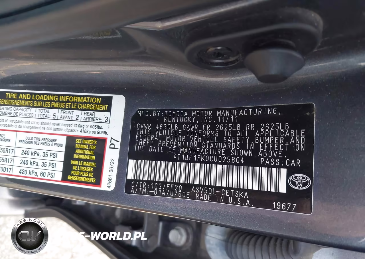 2012 Toyota Camry Se VIN:4T1BF1FK0CU025804 - 9