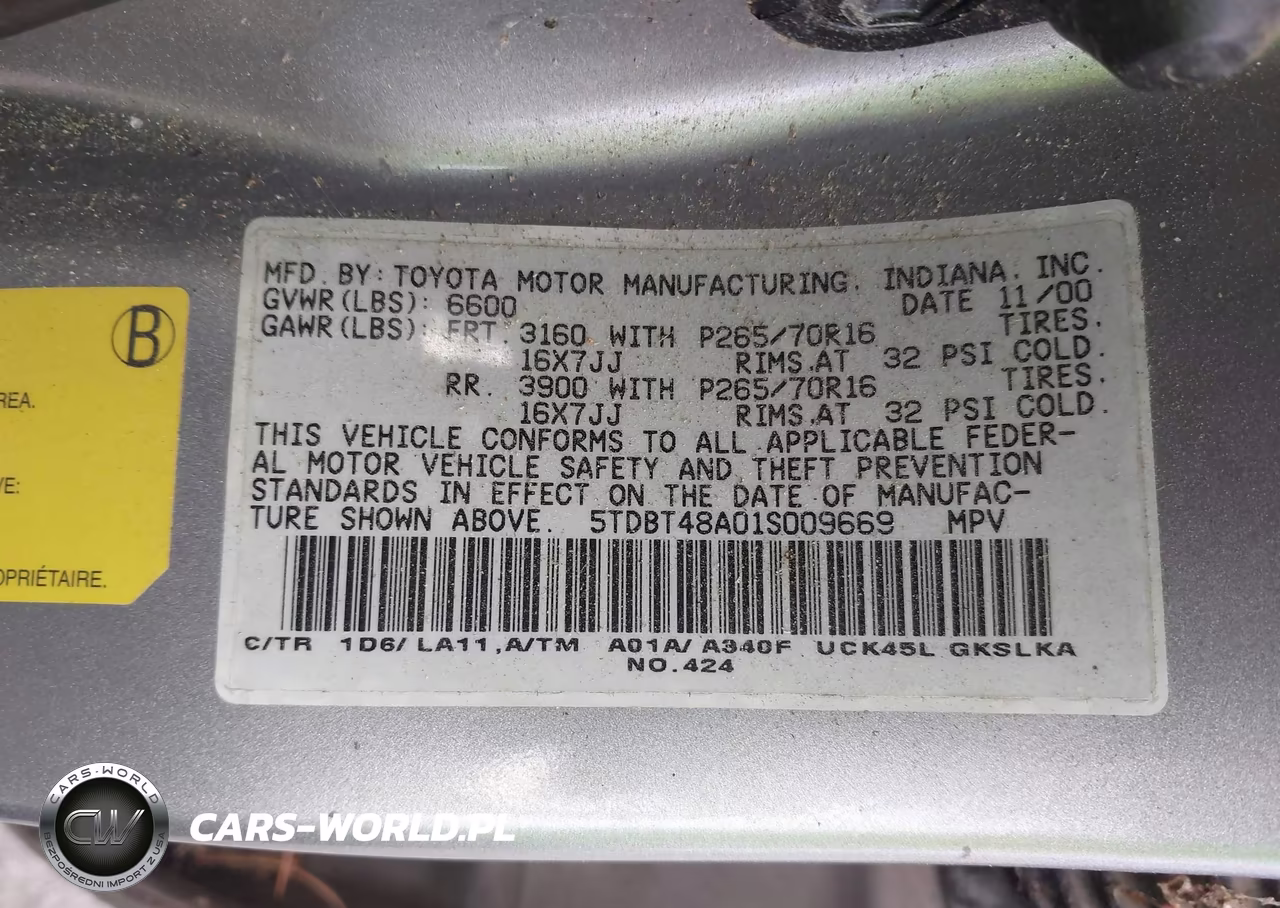 2001 Toyota Sequoia Limited V8 VIN:5TDBT48A01S009669 - 9