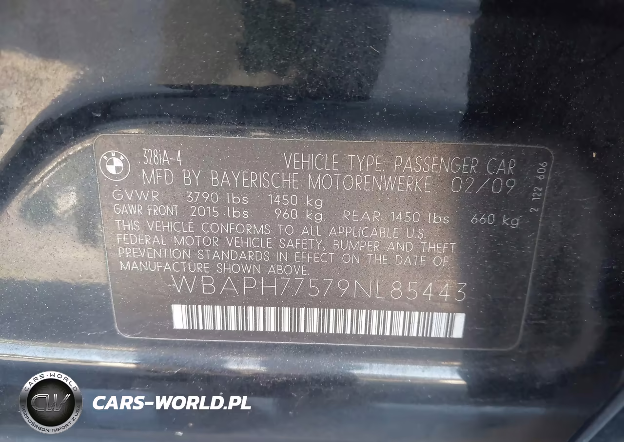 2009 BMW 328I VIN:WBAPH77579NL85443 - 9
