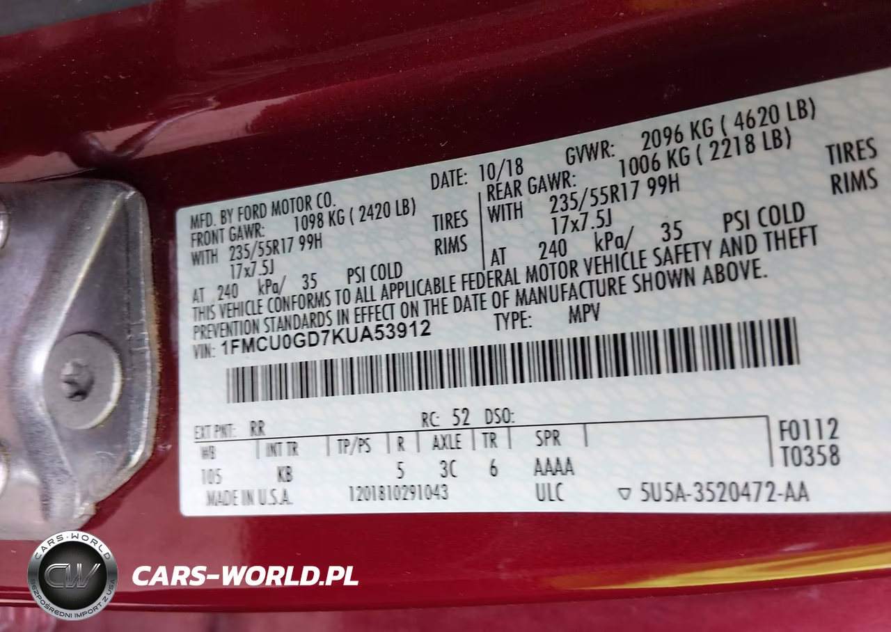 2019 Ford Escape Se VIN:1FMCU0GD7KUA53912 - 9
