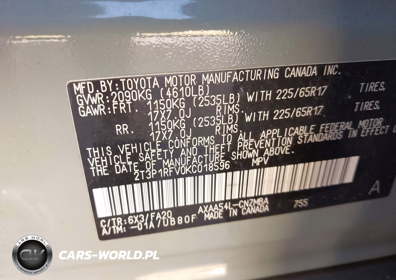 2019 Toyota Rav4 Xle VIN:2T3P1RFV0KC018596 - 9