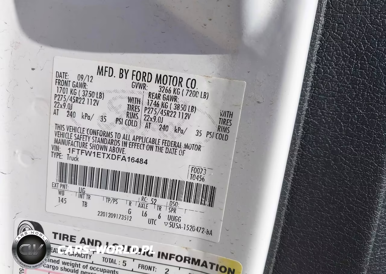 2013 Ford F-150 Limited VIN:1FTFW1ETXDFA16484 - 9