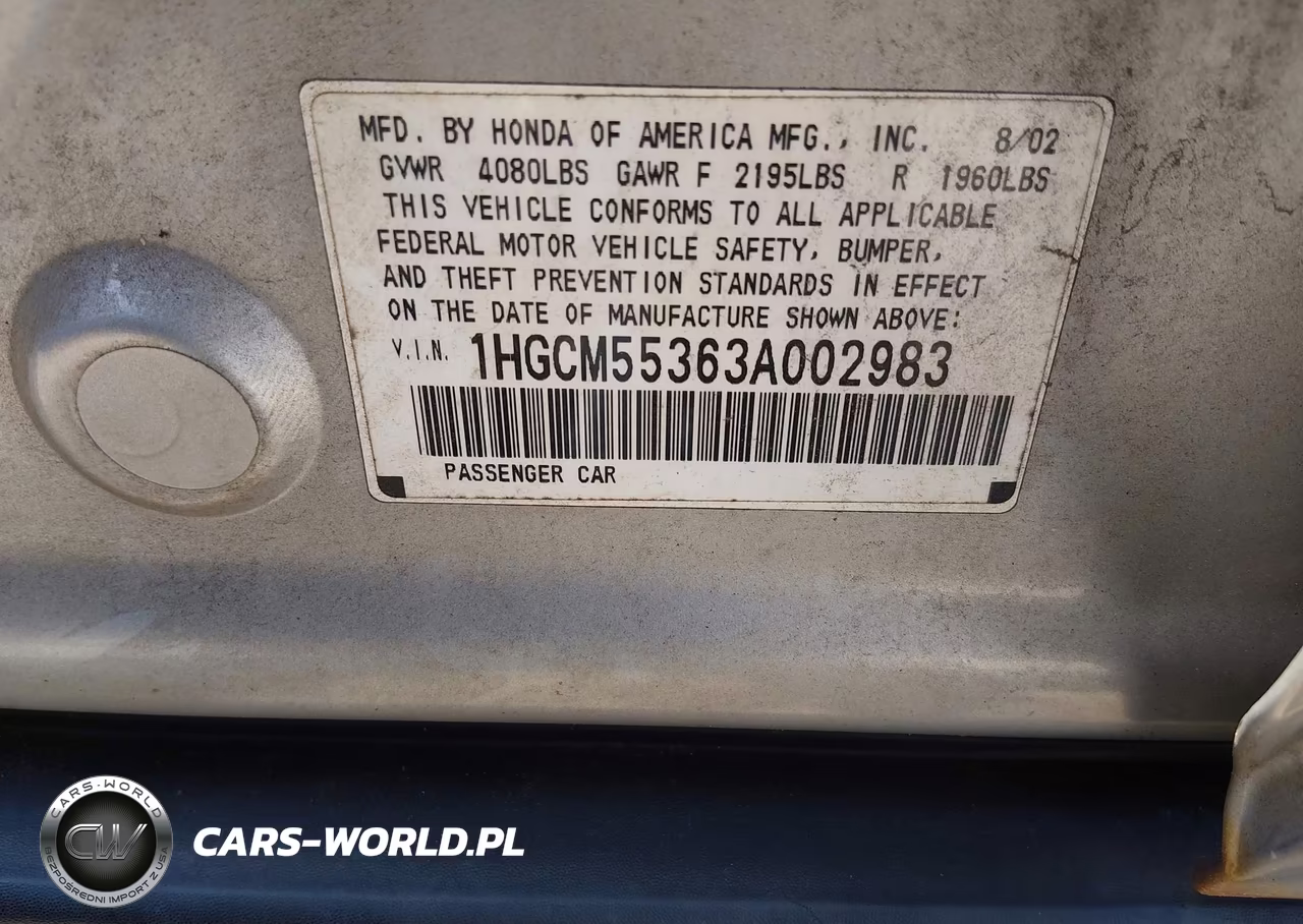 2003 Honda Accord 2.4 Lx VIN:1HGCM55363A002983 - 9
