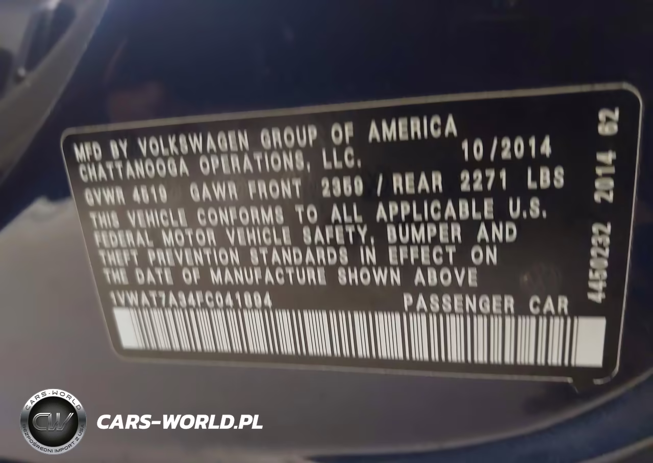 2015 Volkswagen Passat 1.8T Wolfsburg Edition VIN:1VWAT7A34FC041894 - 9