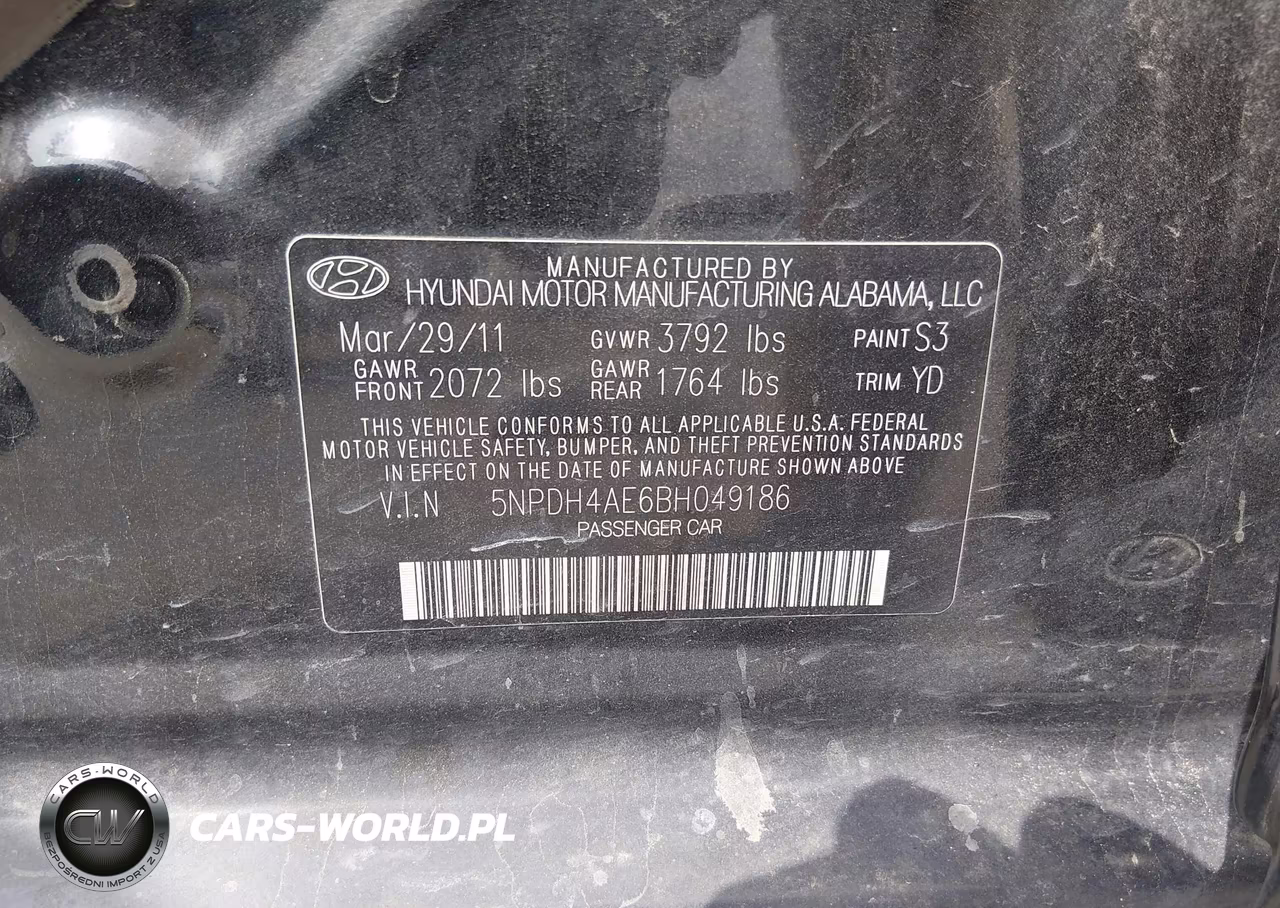 2011 Hyundai Elantra Gls VIN:5NPDH4AE6BH049186 - 9