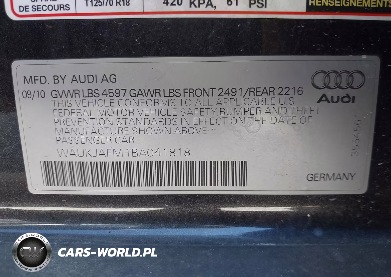 2011 Audi A3 2.0 Tdi Premium VIN:WAUKJAFM1BA041818 - 9