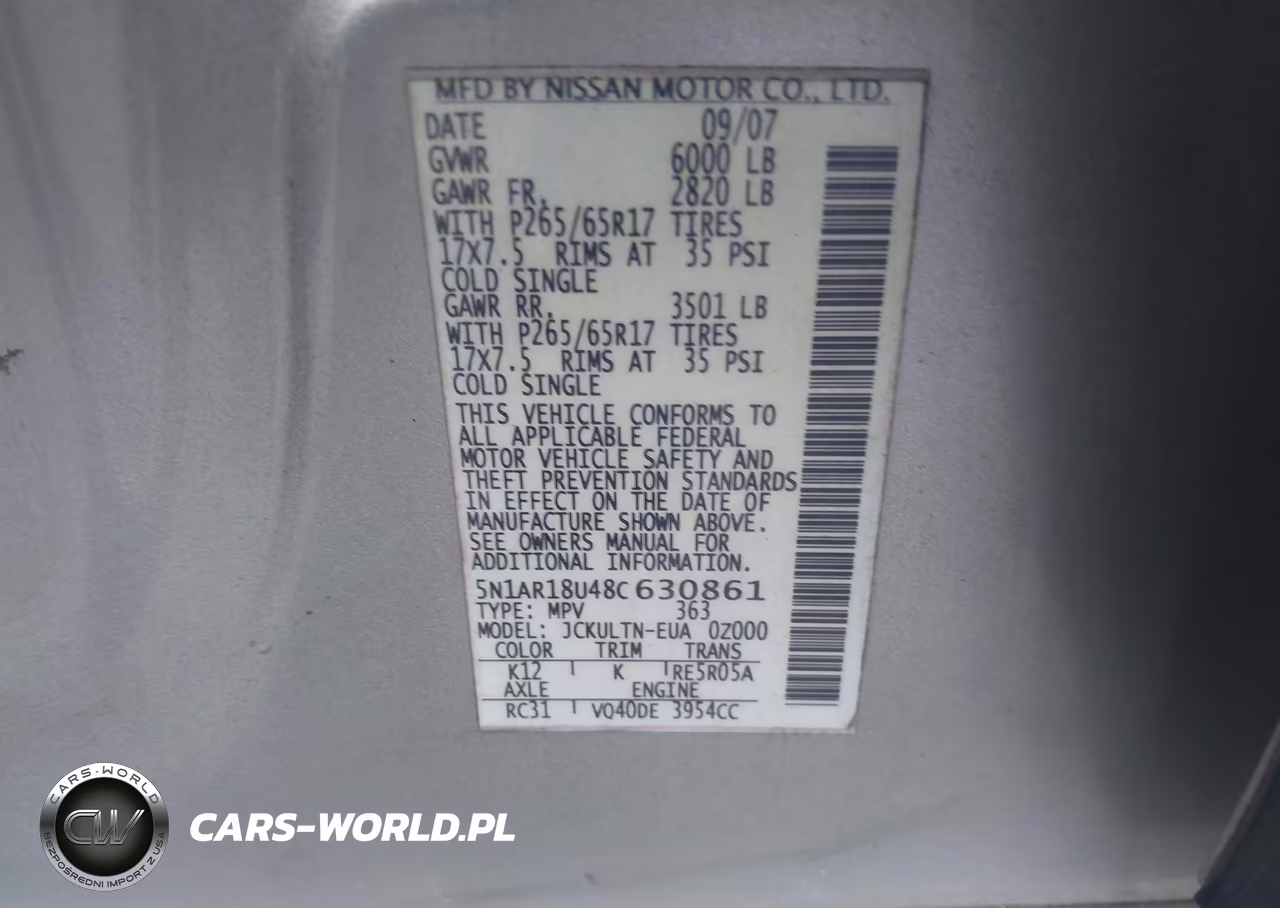 2008 Nissan Pathfinder Se VIN:5N1AR18U48C630861 - 9