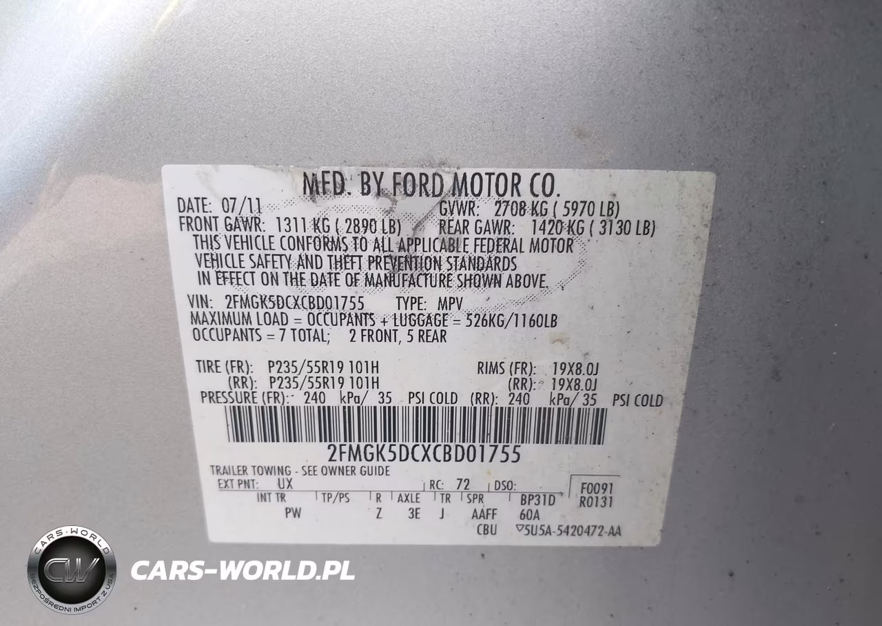 2012 Ford Flex Limited VIN:2FMGK5DCXCBD01755 - 9