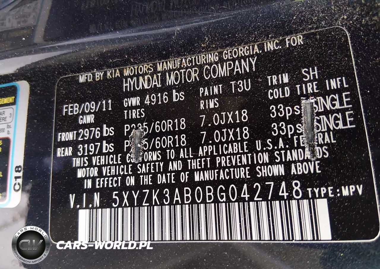 2011 Hyundai Santa Fe Limited VIN:5XYZK3AB0BG042748 - 9