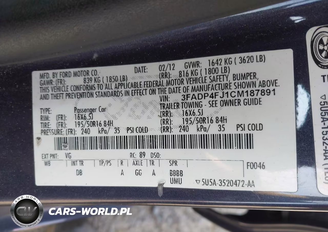 2012 Ford Fiesta Ses VIN:3FADP4FJ1CM187891 - 9