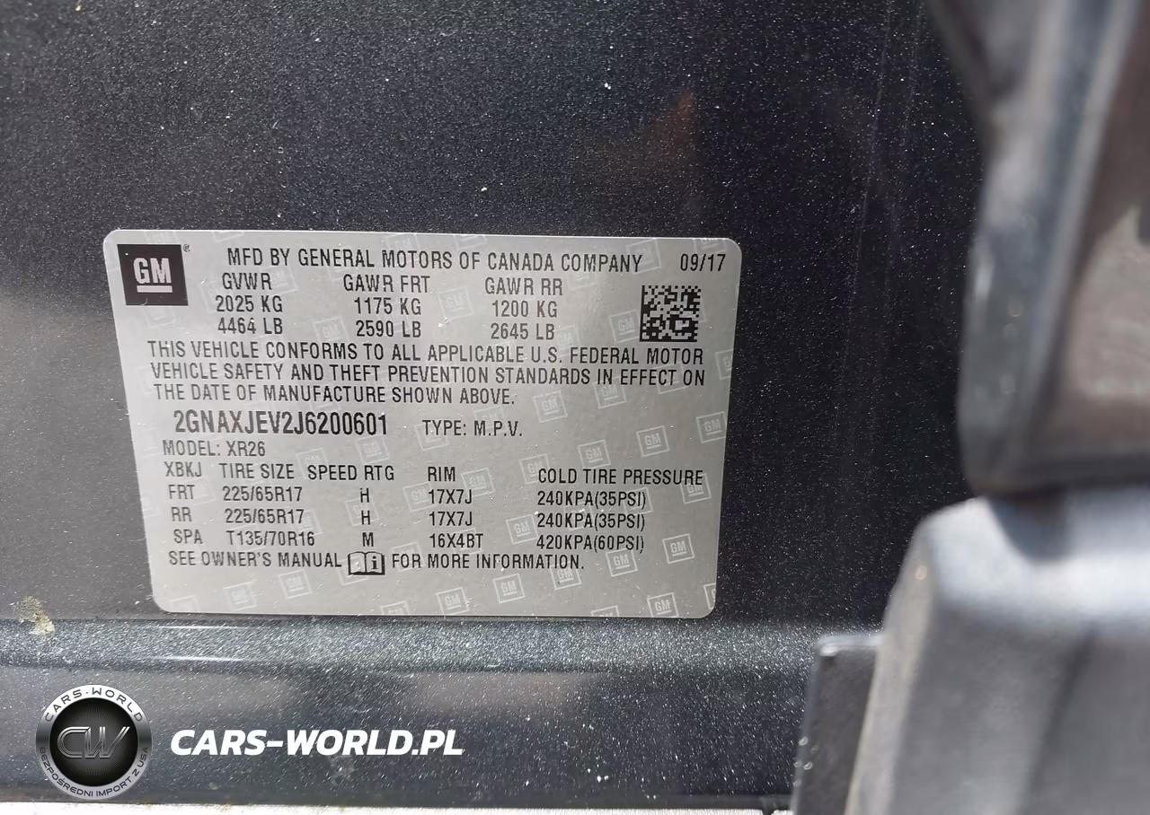 2018 Chevrolet Equinox Lt VIN:2GNAXJEV2J6200601 - 9
