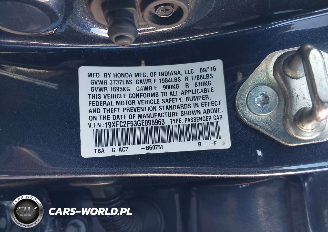 2016 Honda Civic Lx VIN:19XFC2F53GE095963 - 9