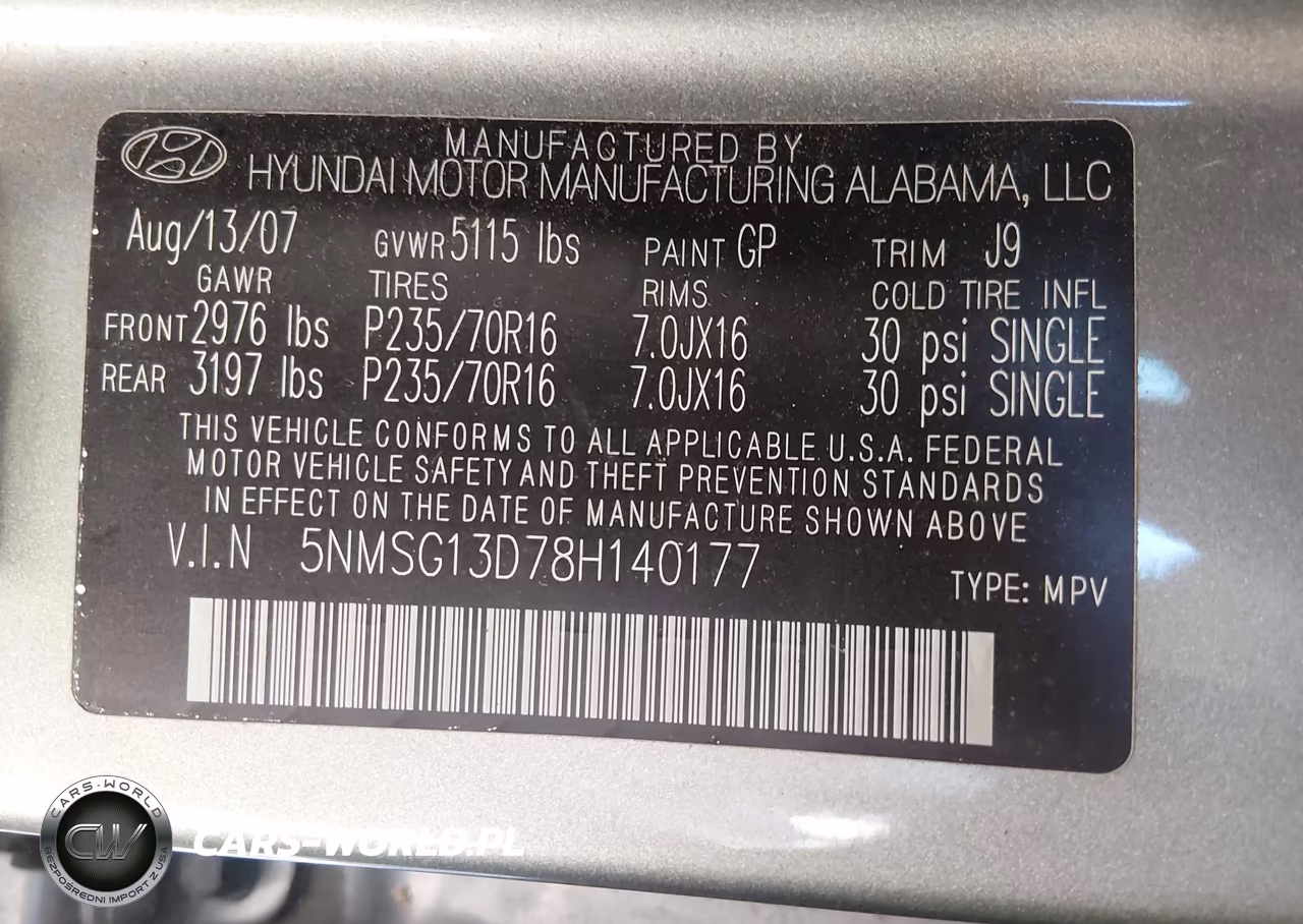 2008 Hyundai Santa Fe Gls VIN:5NMSG13D78H140177 - 9