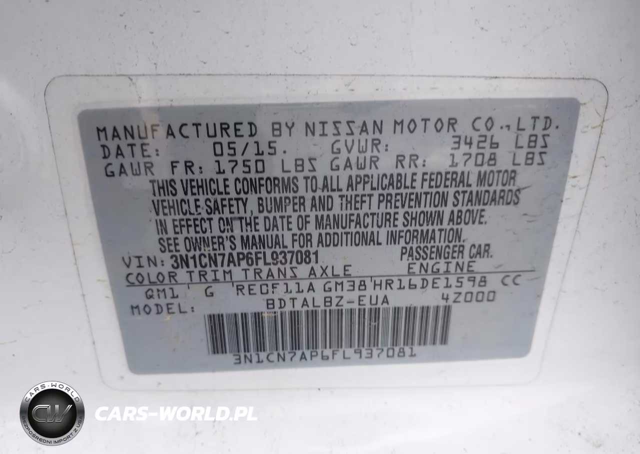 2015 Nissan Versa 1.6 Sv VIN:3N1CN7AP6FL937081 - 9