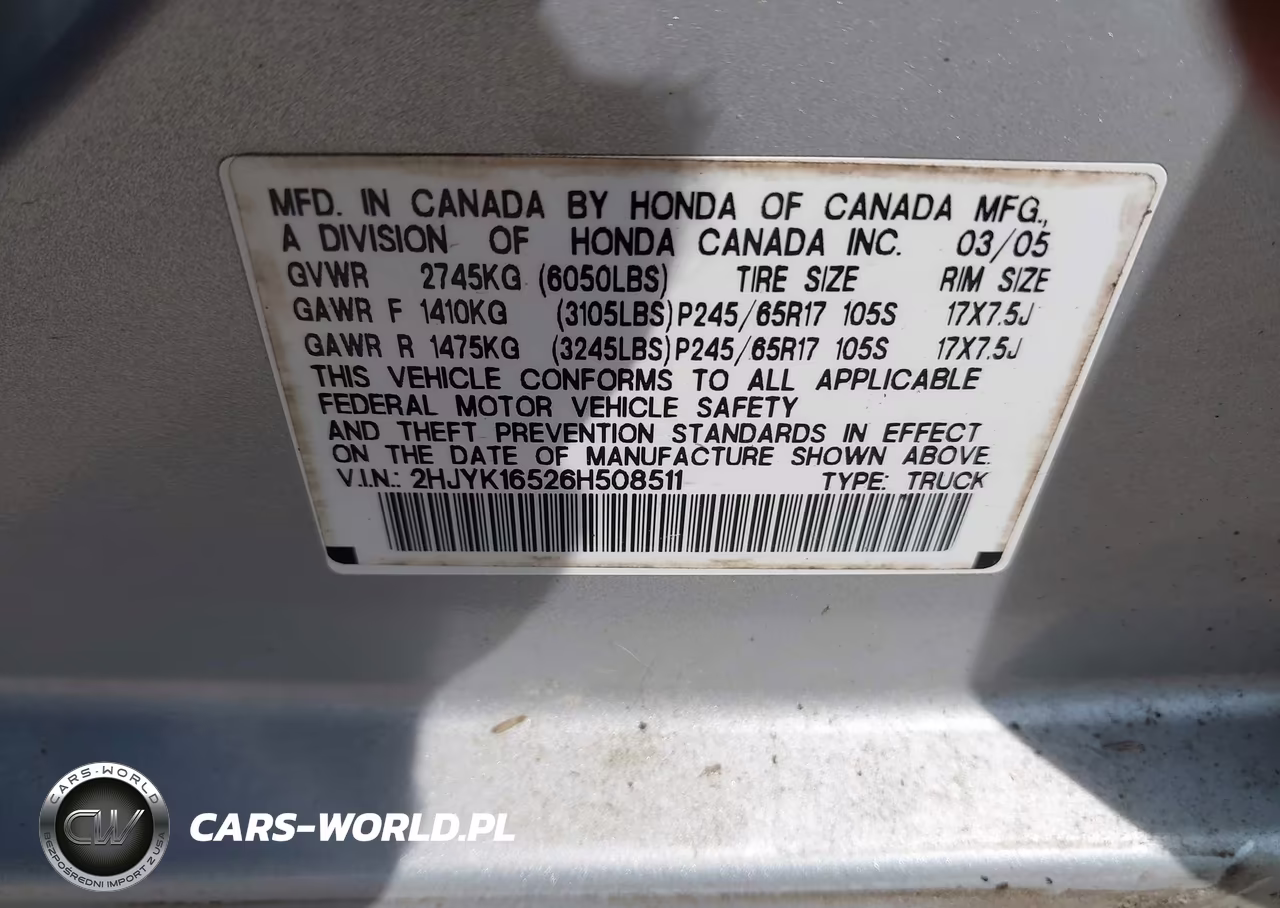 2006 Honda Ridgeline Rtl VIN:2HJYK16526H508511 - 9