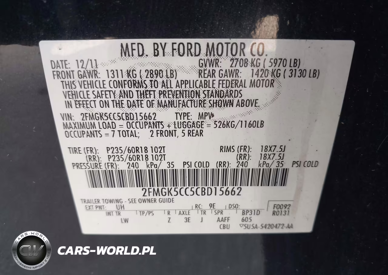 2012 Ford Flex Sel VIN:2FMGK5CC5CBD15662 - 9