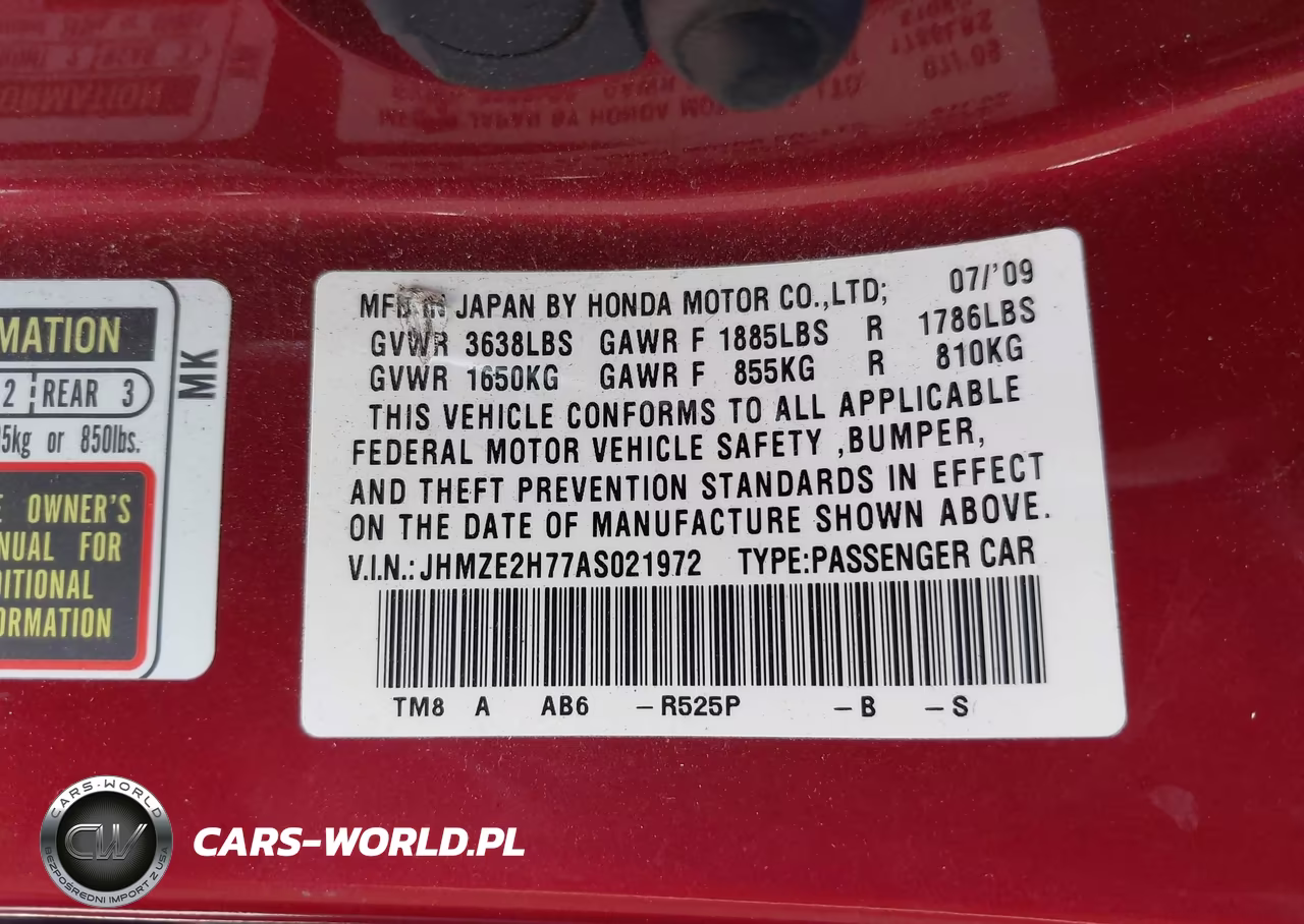 2010 Honda Insight Ex VIN:JHMZE2H77AS021972 - 9