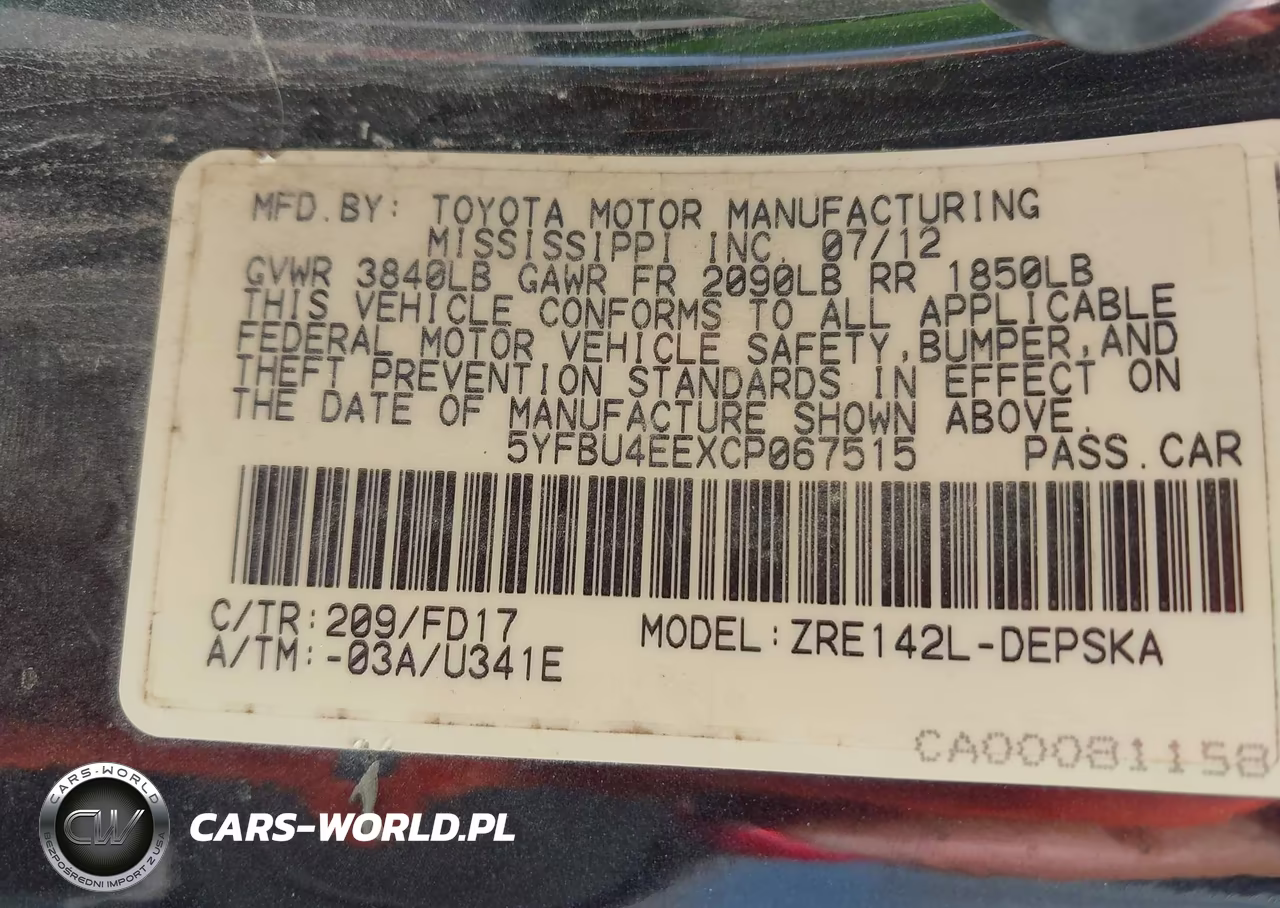 2012 Toyota Corolla S VIN:5YFBU4EEXCP067515 - 9