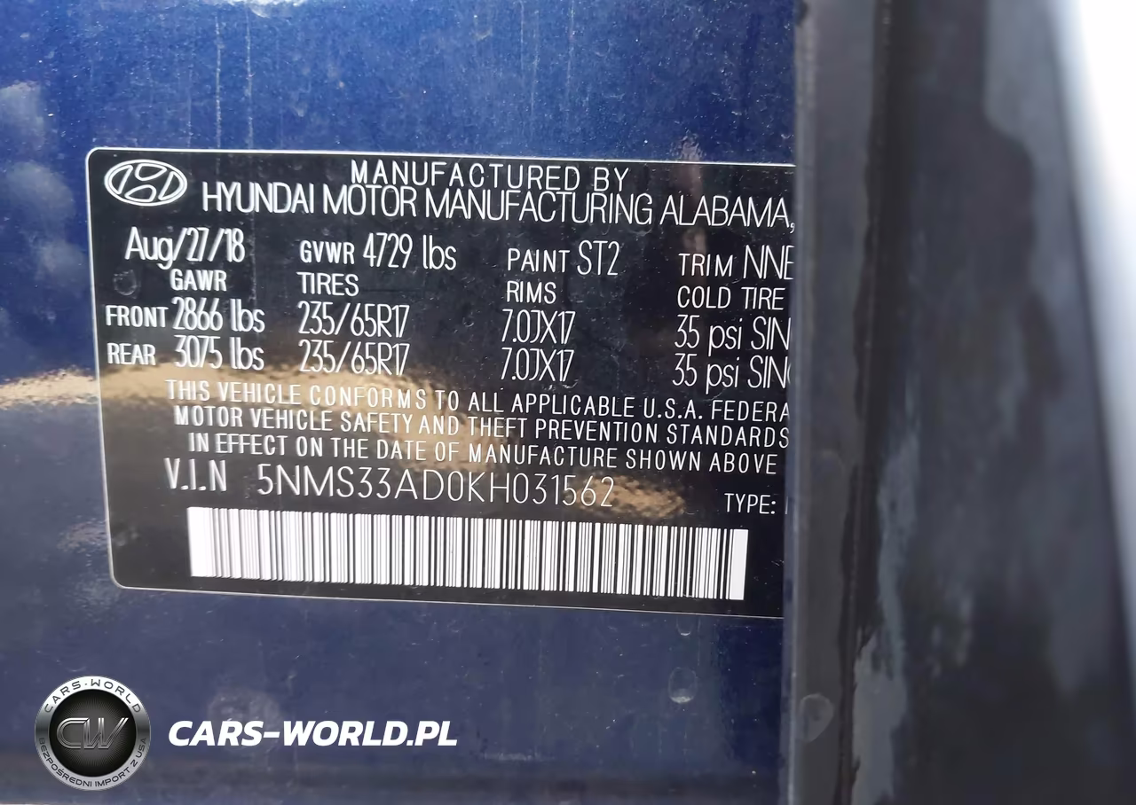 2019 Hyundai Santa Fe Sel VIN:5NMS33AD0KH031562 - 9