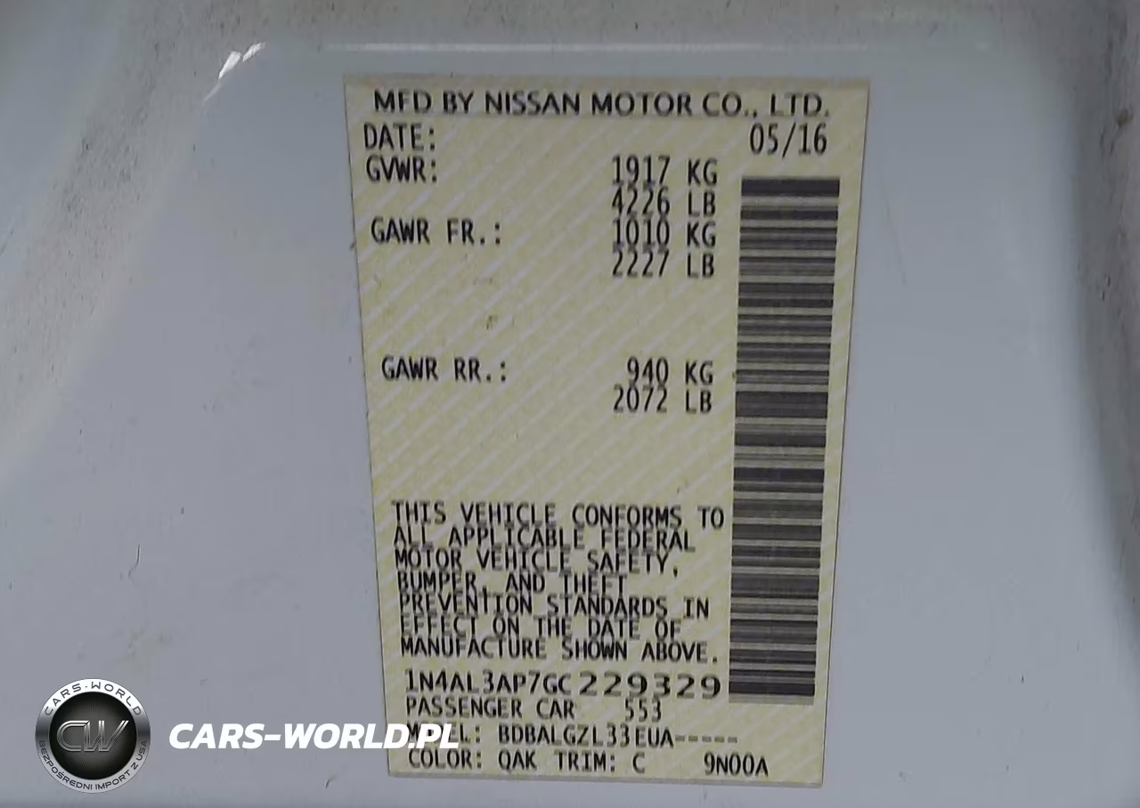 2016 Nissan Altima 2.5-2.5 S-2.5 Sl-2.5 Sr-2.5 Sv VIN:1N4AL3AP7GC229329 - 9