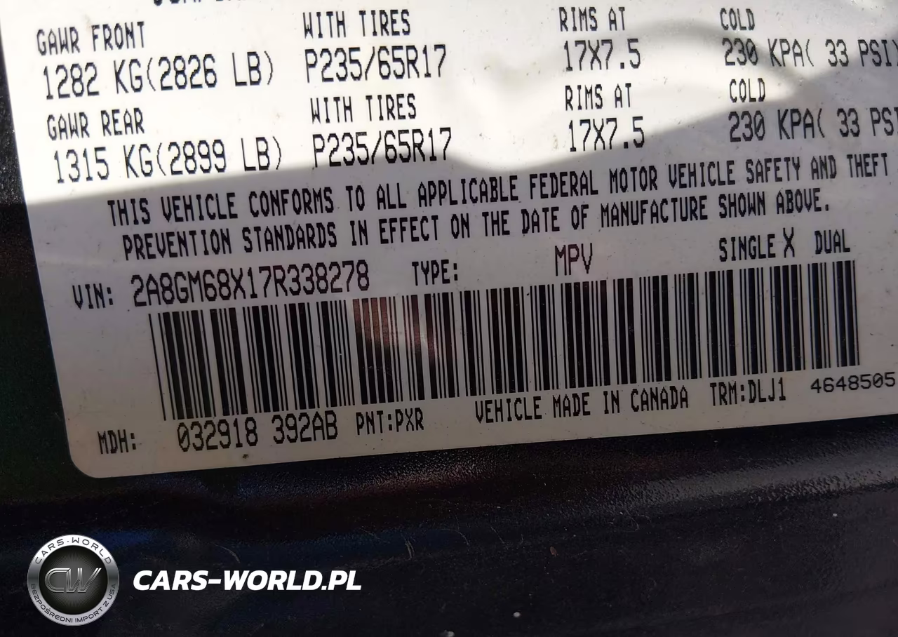 2007 Chrysler Pacifica Touring VIN:2A8GM68X17R338278 - 9