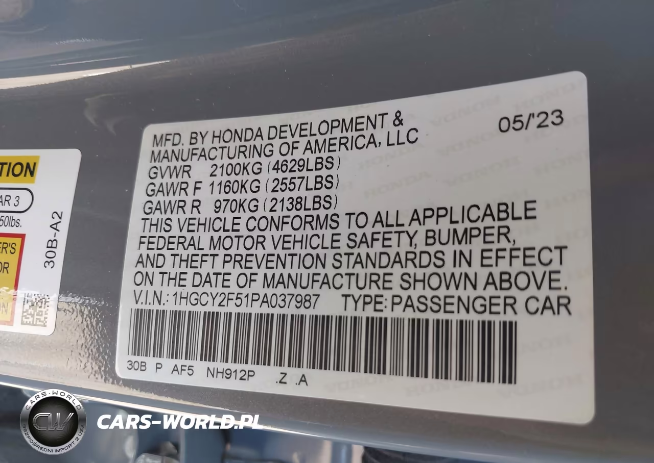 2023 Honda Accord Hybrid Sport VIN:1HGCY2F51PA037987 - 9