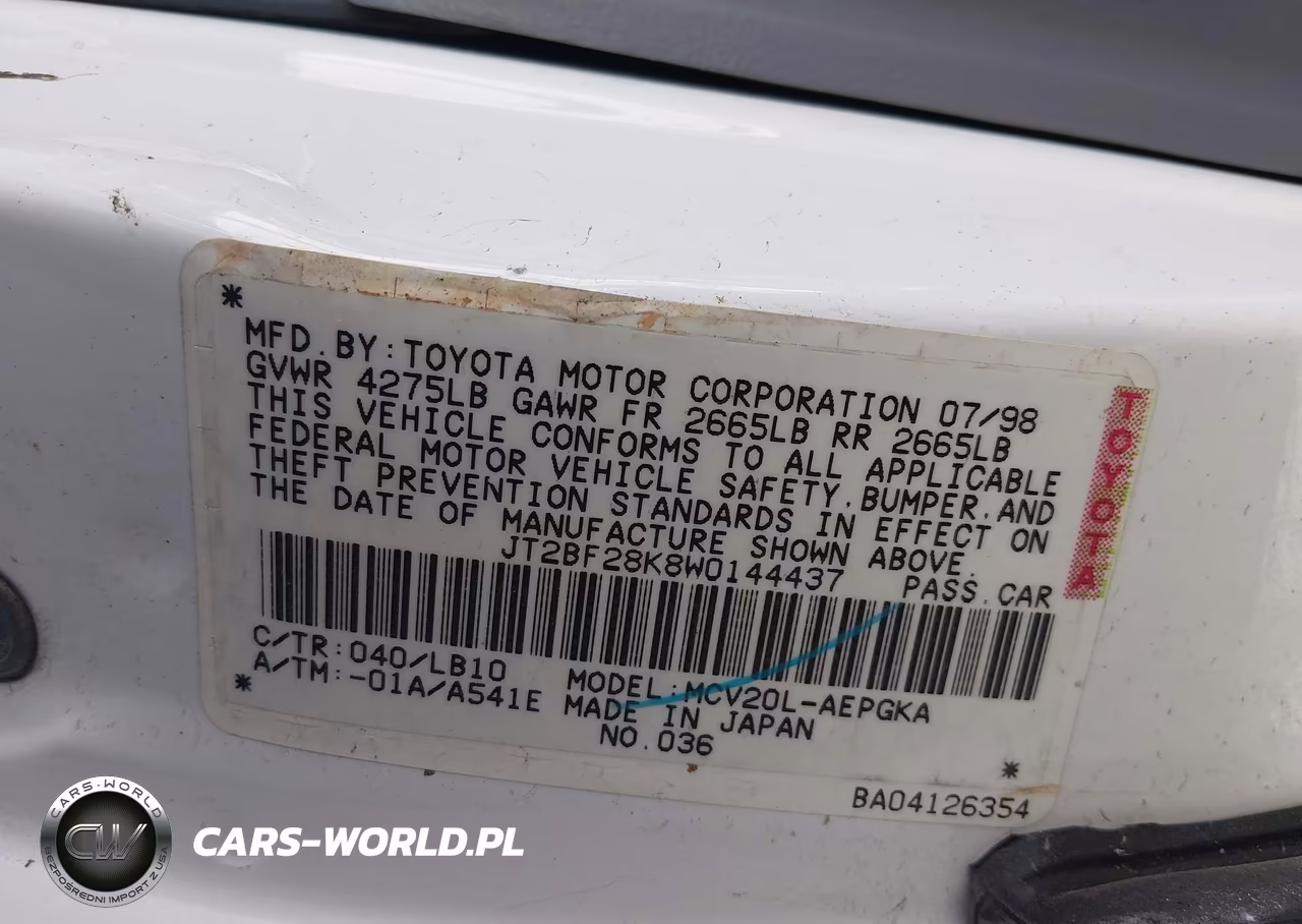 1998 Toyota Camry Xle V6 VIN:JT2BF28K8W0144437 - 9