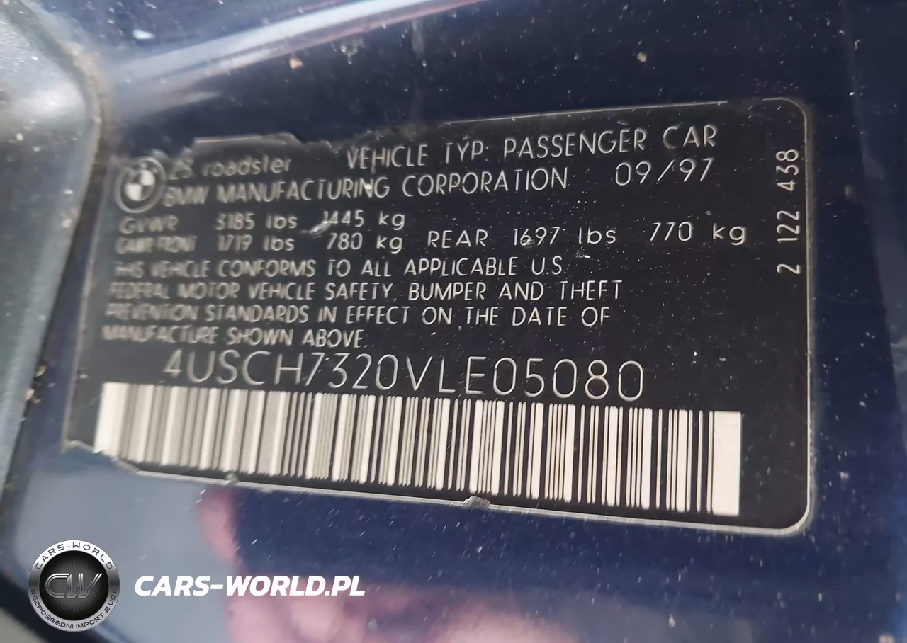 1997 BMW Z3 1.9L Roadster VIN:4USCH7320VLE05080 - 9