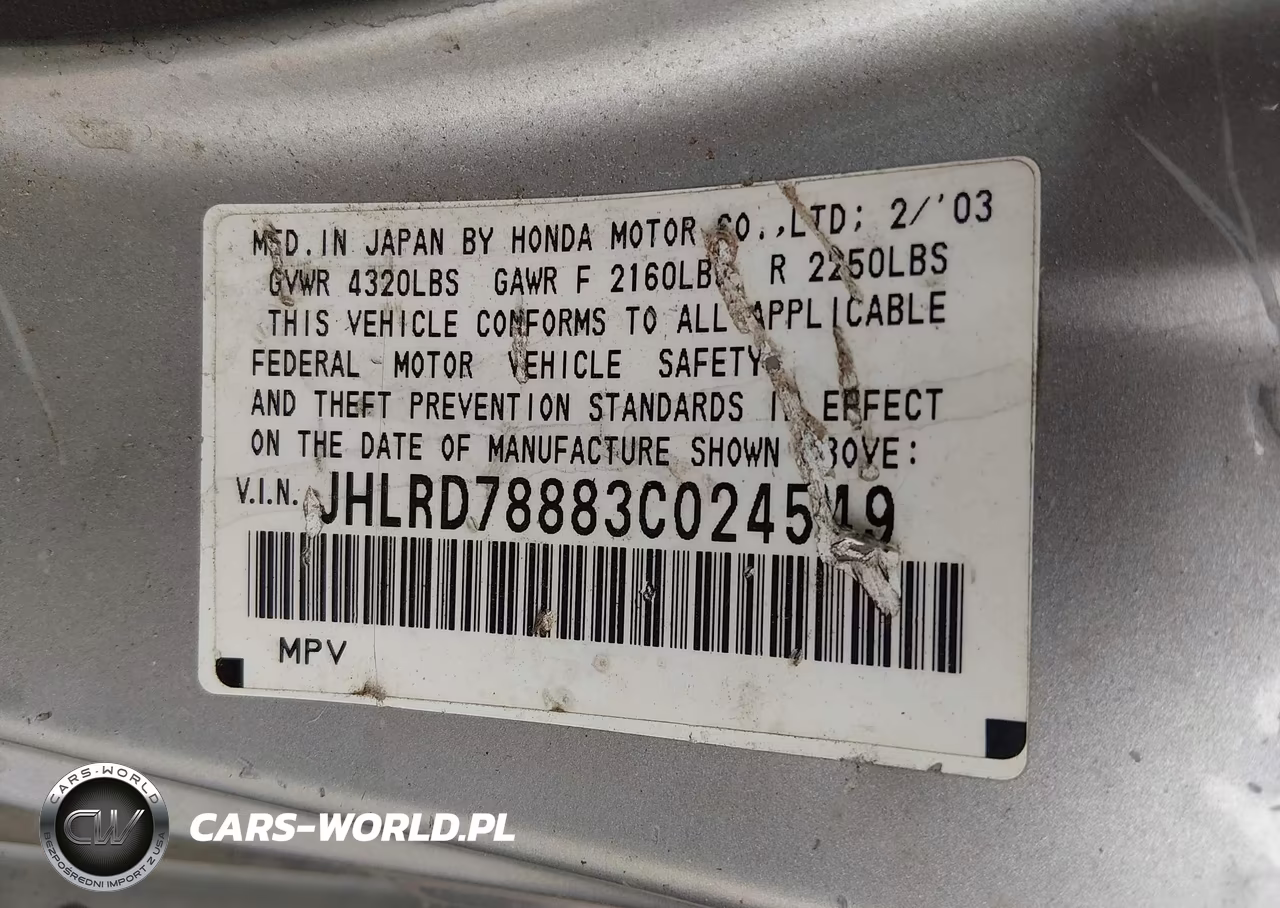 2003 Honda Cr-V Ex VIN:JHLRD78883C024549 - 9