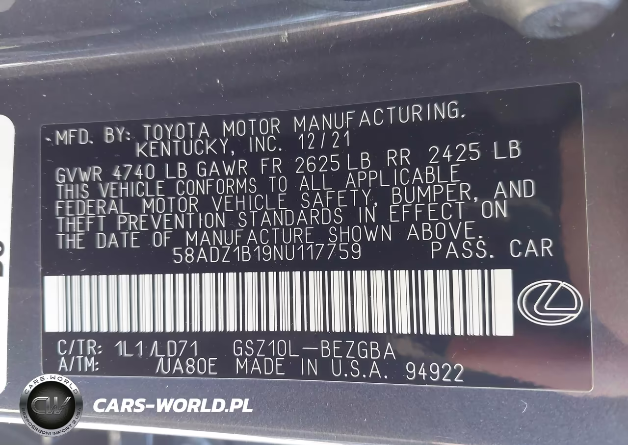 2022 Lexus Es 350 VIN:58ADZ1B19NU117759 - 9