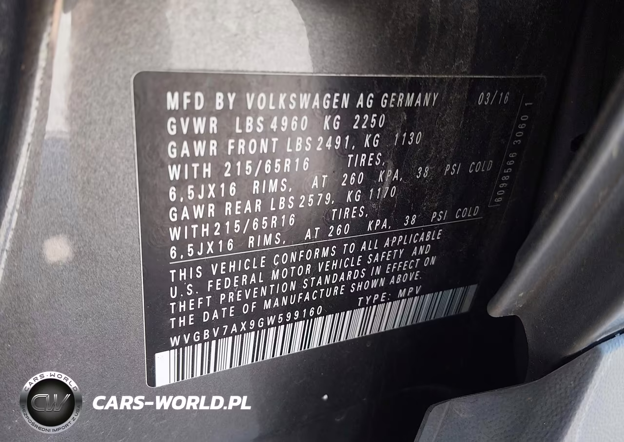 2016 Volkswagen Tiguan S VIN:WVGBV7AX9GW599160 - 9