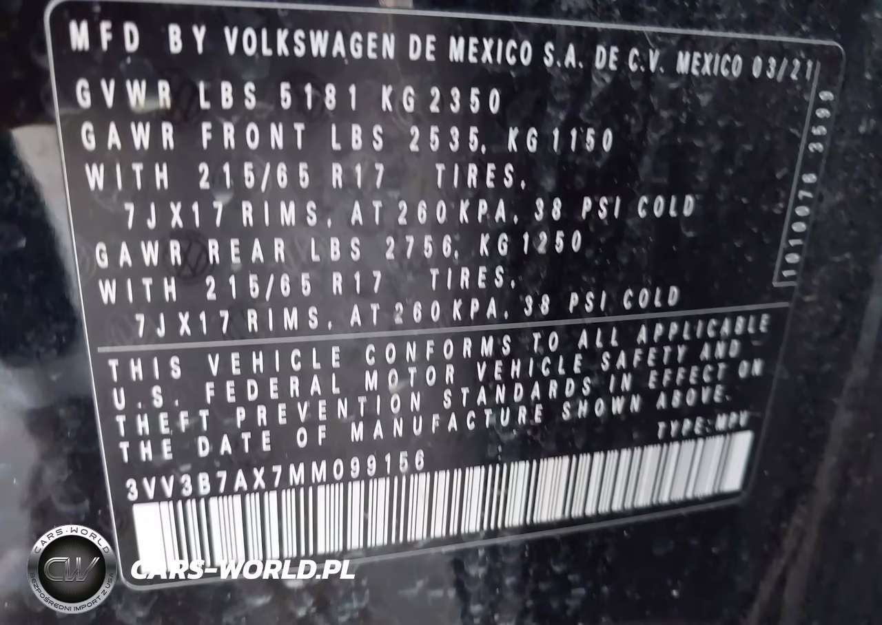 2021 Volkswagen Tiguan 2.0T Se-2.0T Se R-Line Black-2.0T Sel VIN:3VV3B7AX7MM099156 - 9