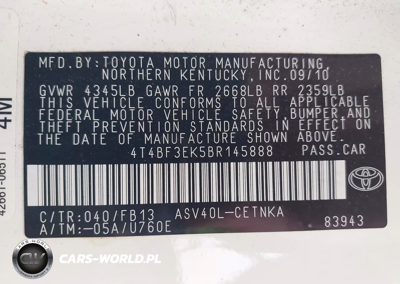 2011 Toyota Camry Le VIN:4T4BF3EK5BR145888 - 9