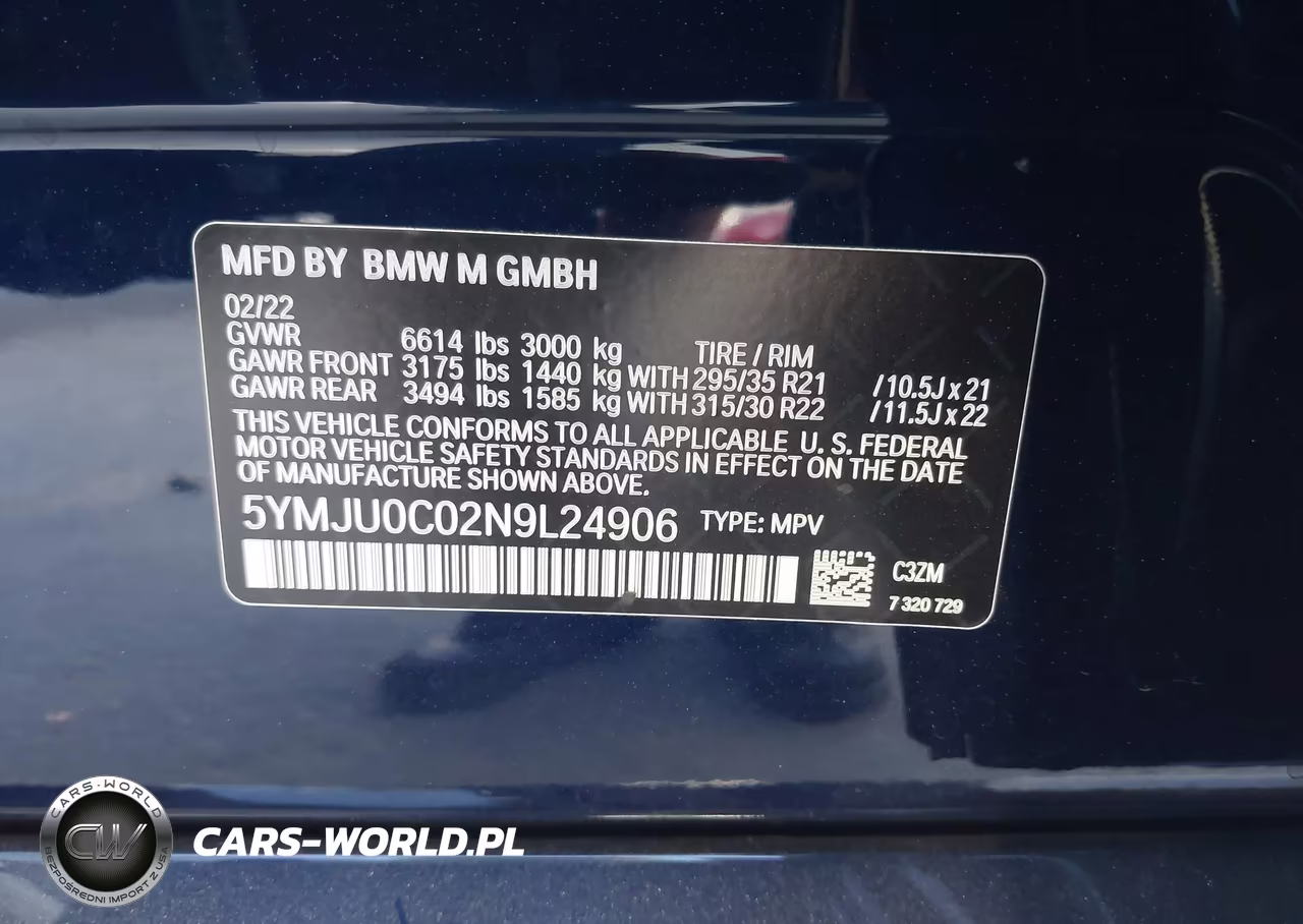 2022 BMW X5 M VIN:5YMJU0C02N9L24906 - 9