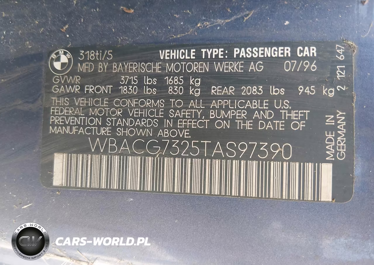 1996 BMW 318 Ti VIN:WBACG7325TAS97390 - 9