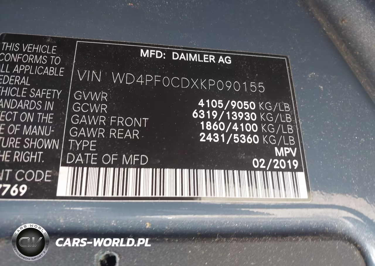 2019 Mercedes-Benz Sprinter 2500 High Roof V6 VIN:WD4PF0CDXKP090155 - 9