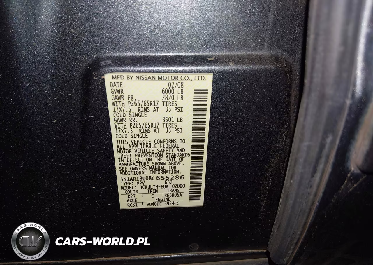 2008 Nissan Pathfinder Se VIN:5N1AR18U08C655286 - 9