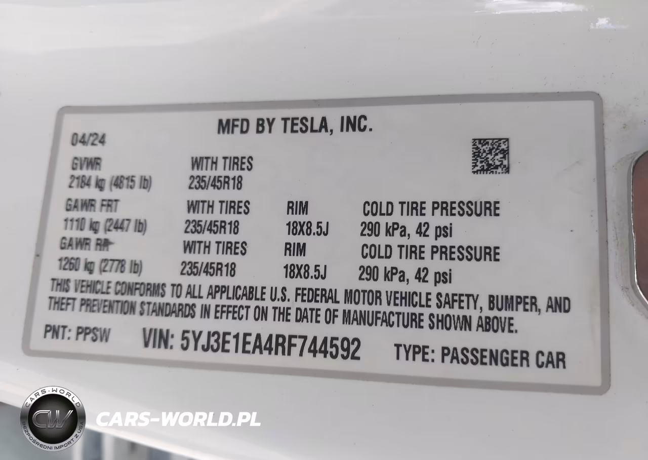 2024 Tesla Model 3 Long Range Dual Motor All-Wheel Drive-Rear-Wheel Drive VIN:5YJ3E1EA4RF744592 - 9