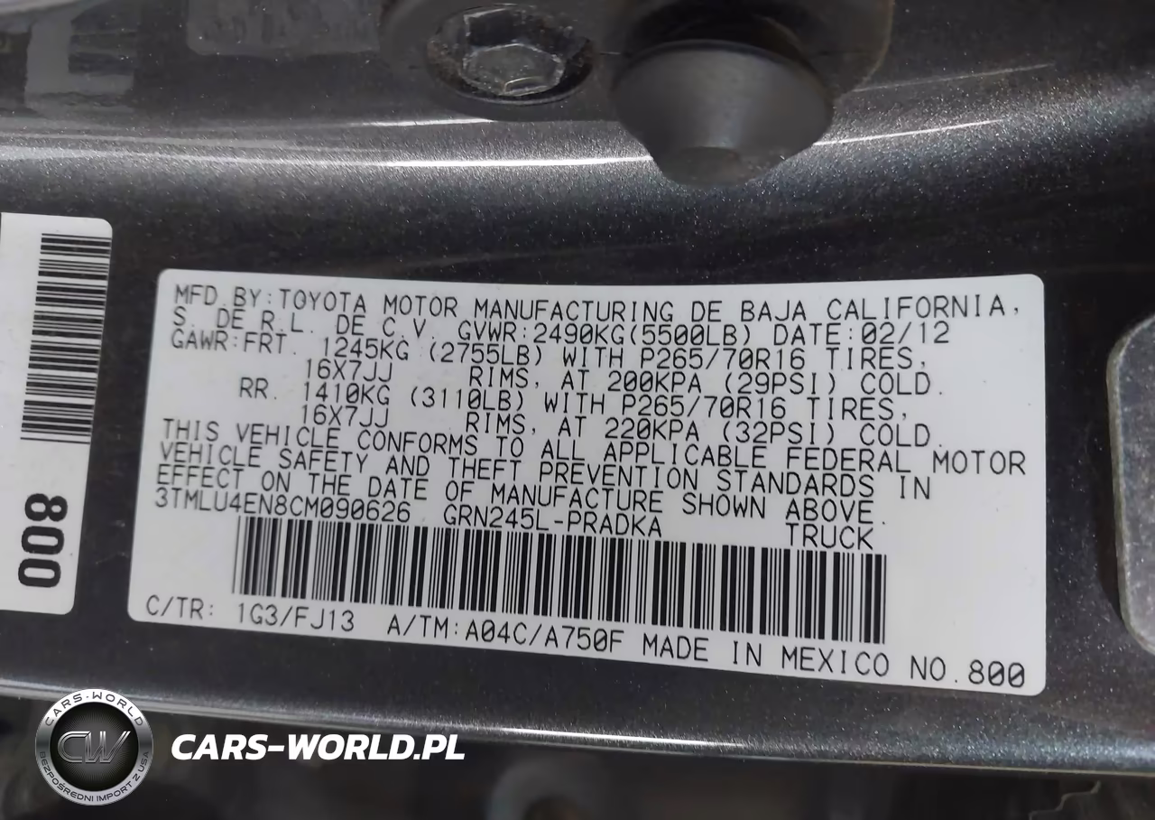 2012 Toyota Tacoma Base V6 VIN:3TMLU4EN8CM090626 - 9