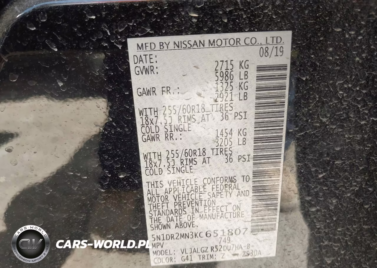 2019 Nissan Pathfinder Sl VIN:5N1DR2MN3KC651807 - 9