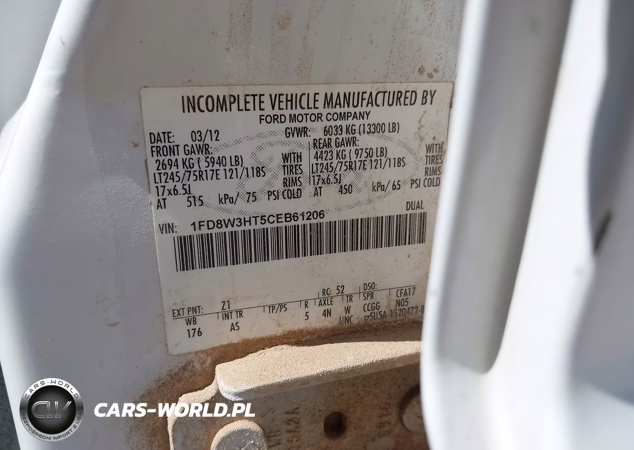 2012 Ford F-350 Chassis Xl VIN:1FD8W3HT5CEB61206 - 8