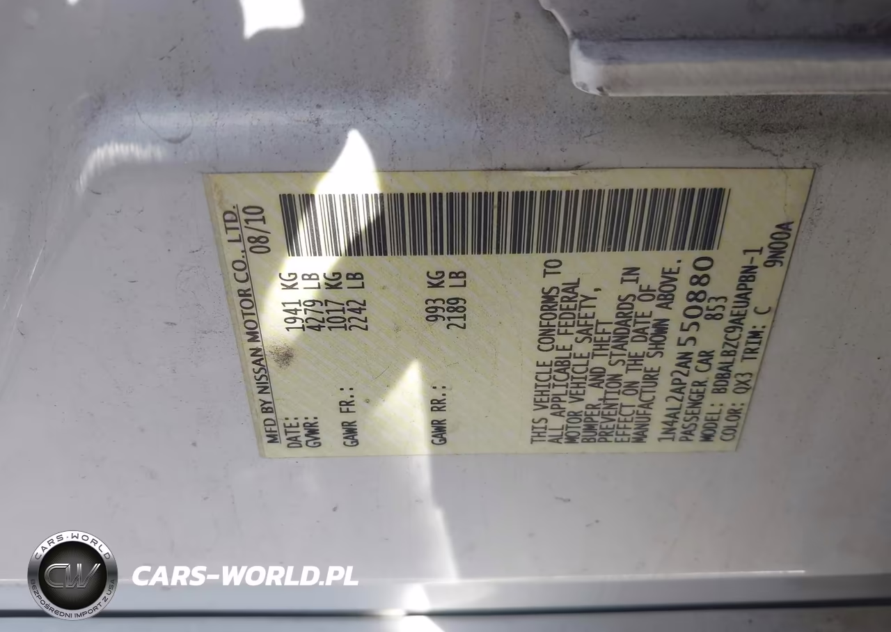 2010 Nissan Altima 2.5 S VIN:1N4AL2AP2AN550880 - 9