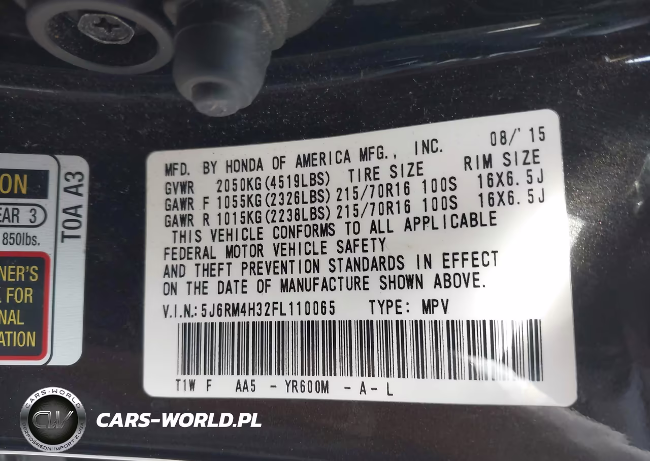 2015 Honda Cr-V Lx VIN:5J6RM4H32FL110065 - 9